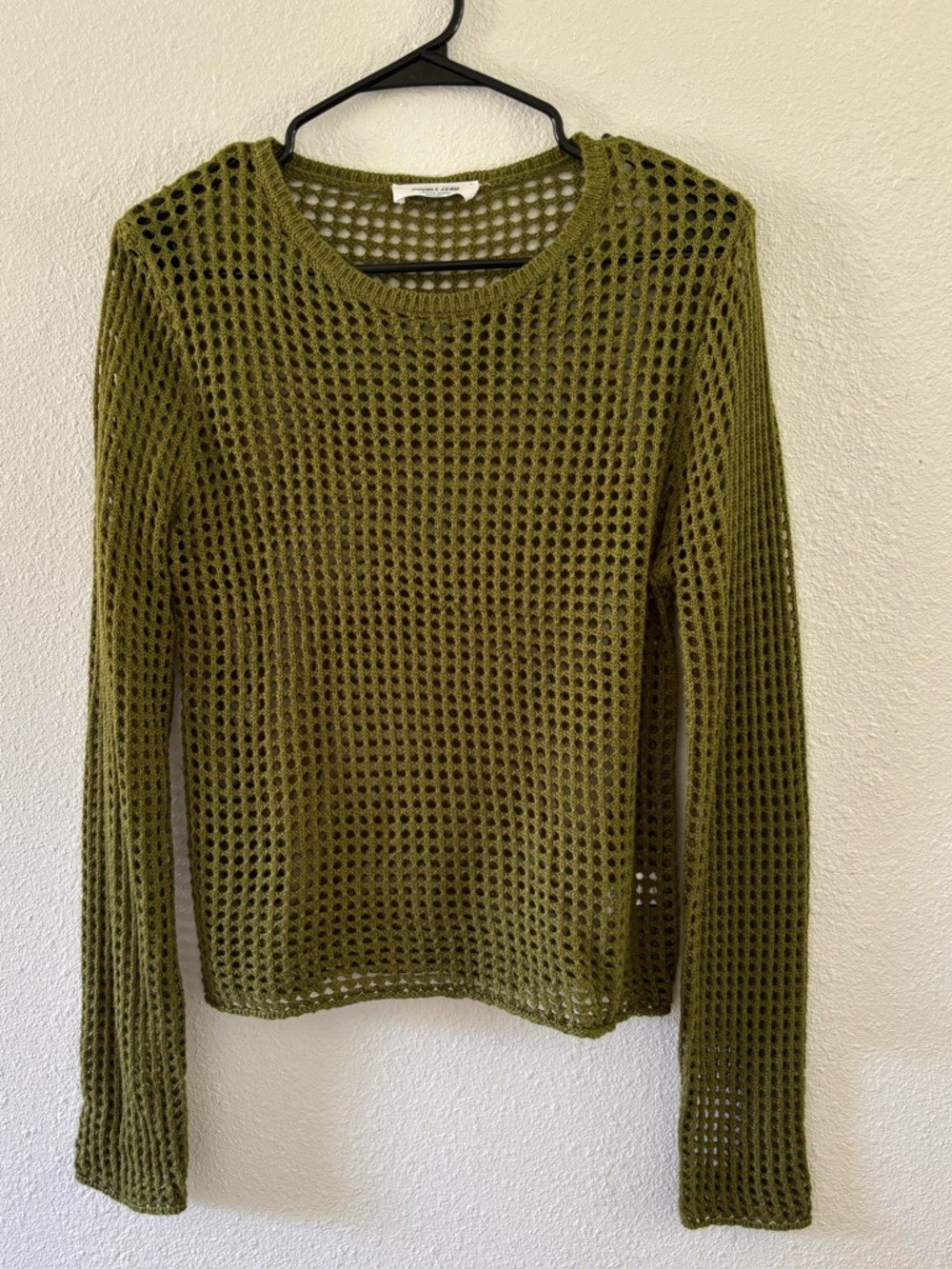 Double Zero Olive Open-Knit Scoop Neck Sweater